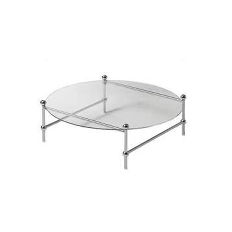 Contemporary Round Coffee Table with Glass Top and Steel Legs in Clear Clearhalo 'Coffee & Accent Tables' 'Coffee Tables' 'coffee_tables' 'furn' 'furn_coffee_tables' 'Furniture' 'Living Room Furniture' 6376718