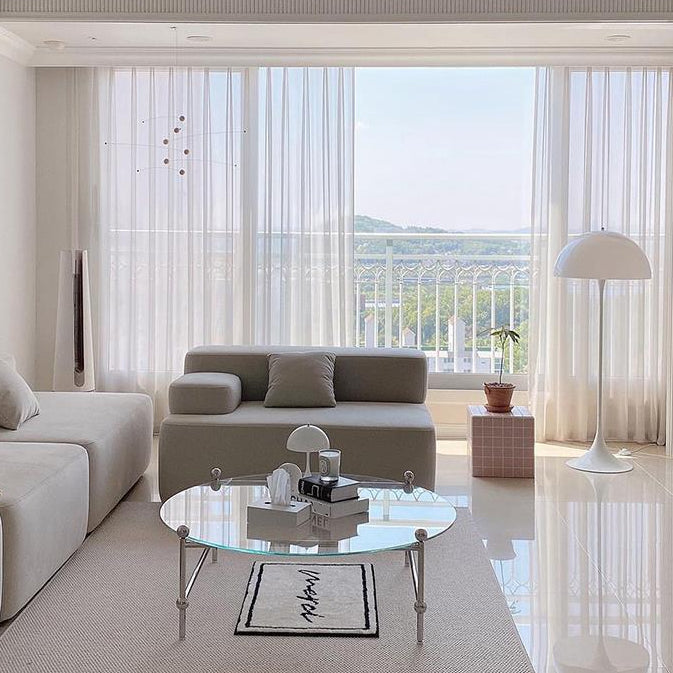 Contemporary Round Coffee Table with Glass Top and Steel Legs in Clear Clearhalo 'Coffee & Accent Tables' 'Coffee Tables' 'coffee_tables' 'furn' 'furn_coffee_tables' 'Furniture' 'Living Room Furniture' 6376723