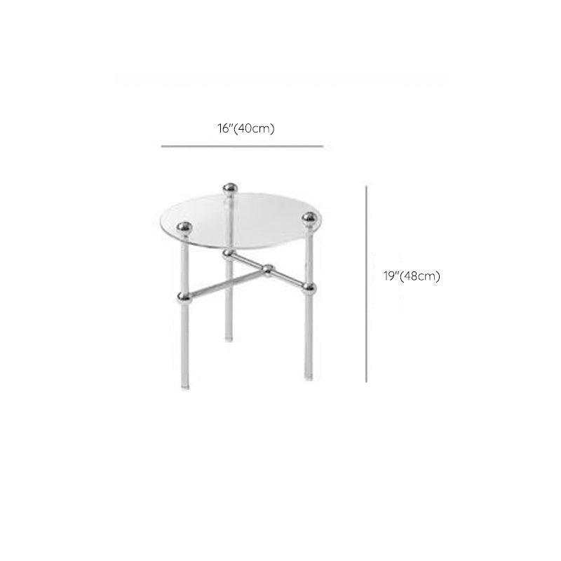 Contemporary Round Coffee Table with Glass Top and Steel Legs in Clear Clearhalo 'Coffee & Accent Tables' 'Coffee Tables' 'coffee_tables' 'furn' 'furn_coffee_tables' 'Furniture' 'Living Room Furniture' 6376728