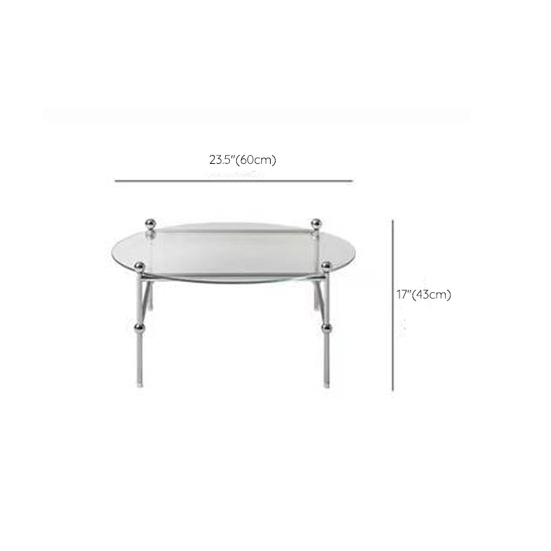 Contemporary Round Coffee Table with Glass Top and Steel Legs in Clear Clearhalo 'Coffee & Accent Tables' 'Coffee Tables' 'coffee_tables' 'furn' 'furn_coffee_tables' 'Furniture' 'Living Room Furniture' 6376729