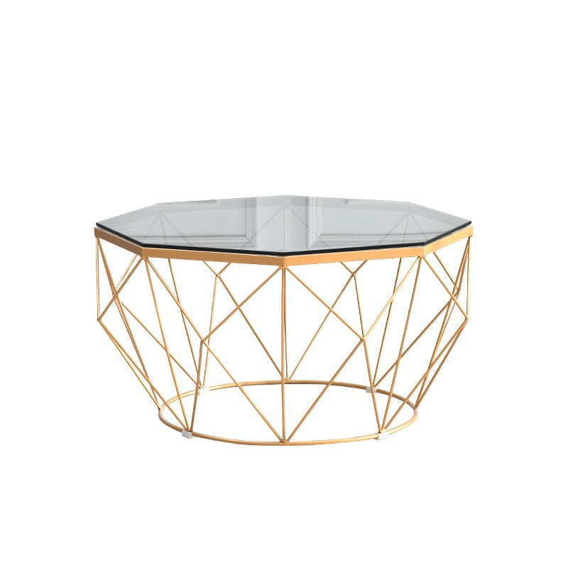 Modern Frame Coffee Table Round Glass Top Coffee Cocktail Table Clearhalo 'Coffee & Accent Tables' 'Coffee Tables' 'coffee_tables' 'furn' 'furn_coffee_tables' 'Furniture' 'Living Room Furniture' 6376734