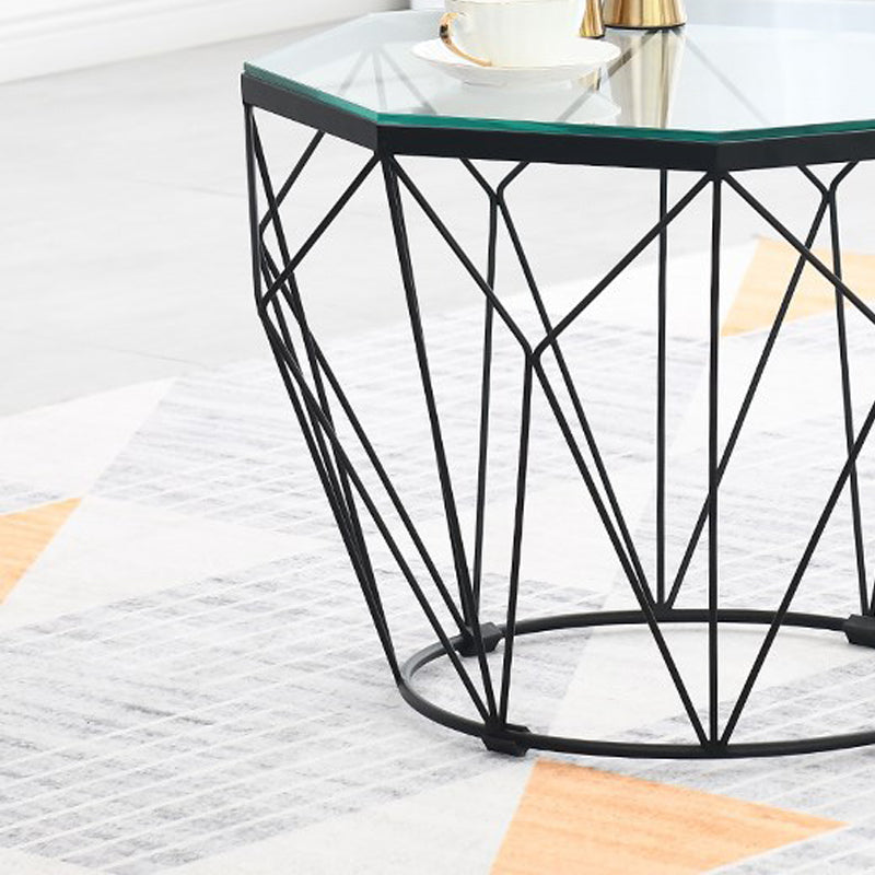 Modern Frame Coffee Table Round Glass Top Coffee Cocktail Table Clearhalo 'Coffee & Accent Tables' 'Coffee Tables' 'coffee_tables' 'furn' 'furn_coffee_tables' 'Furniture' 'Living Room Furniture' 6376735