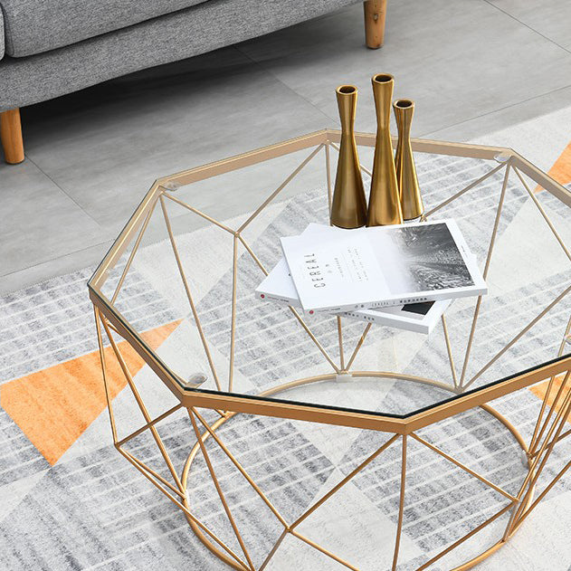 Modern Frame Coffee Table Round Glass Top Coffee Cocktail Table Clearhalo 'Coffee & Accent Tables' 'Coffee Tables' 'coffee_tables' 'furn' 'furn_coffee_tables' 'Furniture' 'Living Room Furniture' 6376737