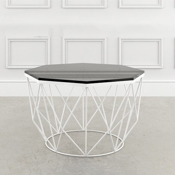 Modern Frame Coffee Table Round Glass Top Coffee Cocktail Table White Black Clearhalo 'Coffee & Accent Tables' 'Coffee Tables' 'coffee_tables' 'furn' 'furn_coffee_tables' 'Furniture' 'Living Room Furniture' 6376739
