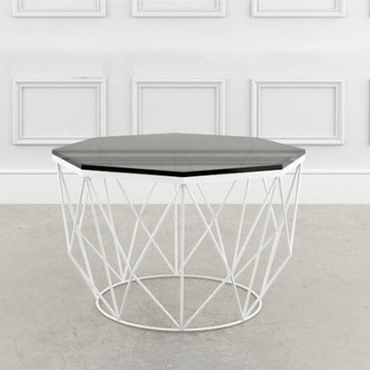 Modern Frame Coffee Table Round Glass Top Coffee Cocktail Table White Black Clearhalo 'Coffee & Accent Tables' 'Coffee Tables' 'coffee_tables' 'furn' 'furn_coffee_tables' 'Furniture' 'Living Room Furniture' 6376739