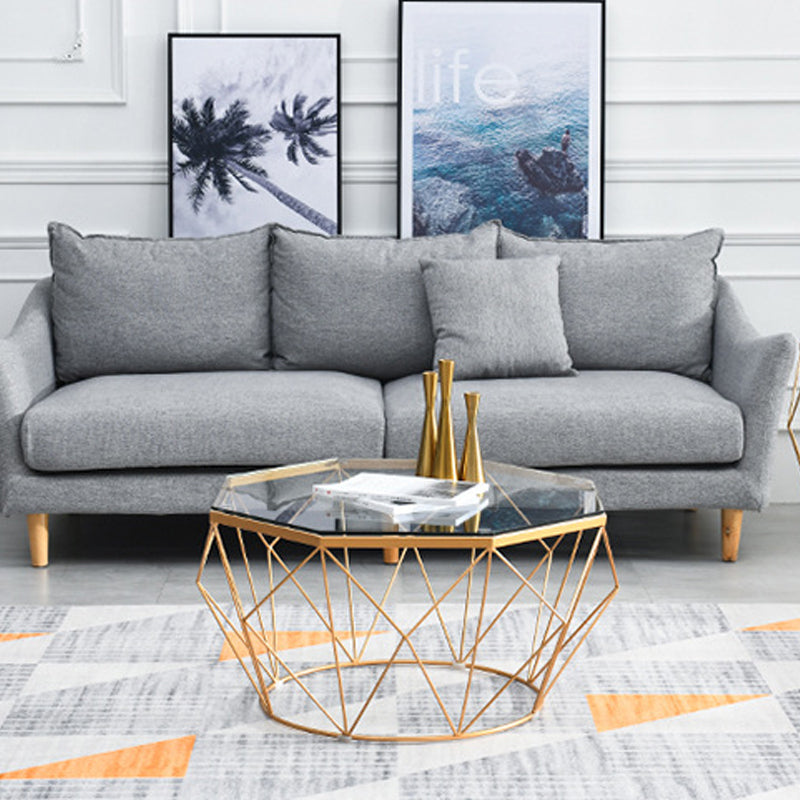 Modern Frame Coffee Table Round Glass Top Coffee Cocktail Table Clearhalo 'Coffee & Accent Tables' 'Coffee Tables' 'coffee_tables' 'furn' 'furn_coffee_tables' 'Furniture' 'Living Room Furniture' 6376741