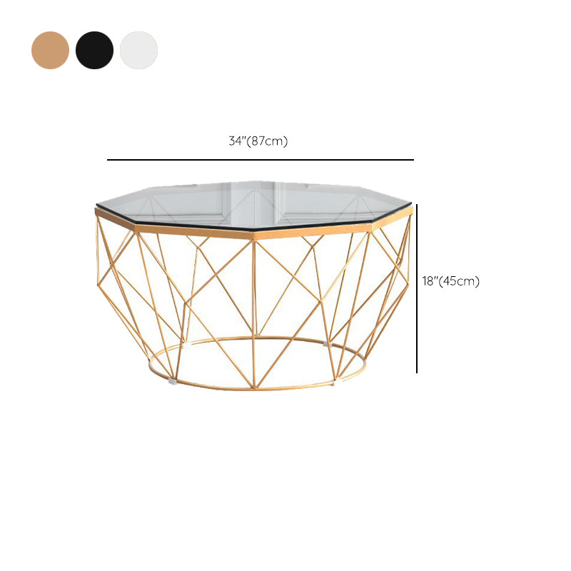 Modern Frame Coffee Table Round Glass Top Coffee Cocktail Table Clearhalo 'Coffee & Accent Tables' 'Coffee Tables' 'coffee_tables' 'furn' 'furn_coffee_tables' 'Furniture' 'Living Room Furniture' 6376746