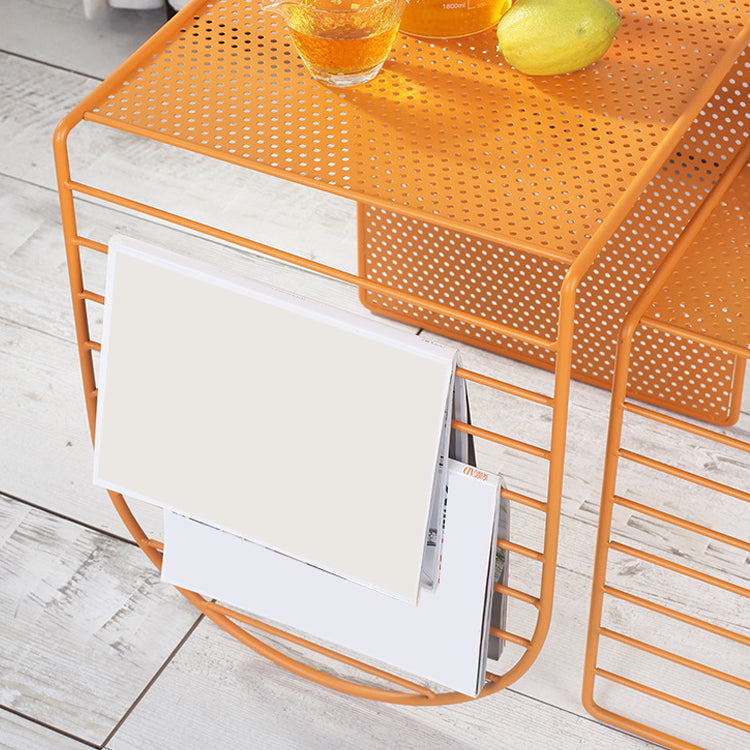 Mesa de centro rectangular Mid-Century moderna con tablero y base de hierro