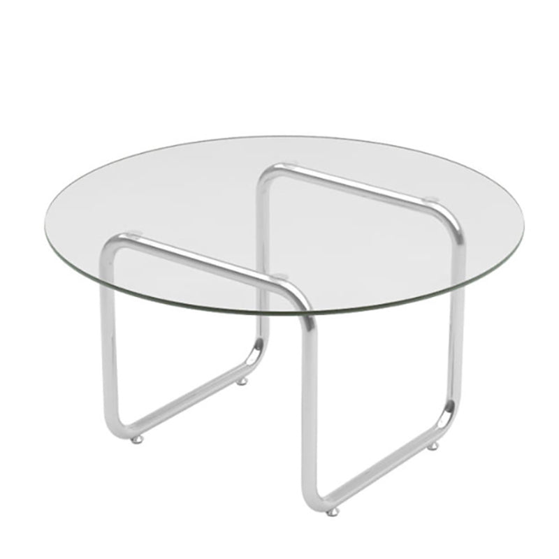 Ronde helderglazen cocktailtafel Moderne stalen sledesalontafel