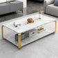 Modern Wooden Rectangular Top Coffee Table Steel 4 Legs Cocktail Table with Shelf