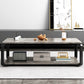 Modern Wooden Rectangular Top Coffee Table Steel 4 Legs Cocktail Table with Shelf