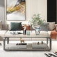 Modern Wooden Rectangular Top Coffee Table Steel 4 Legs Cocktail Table with Shelf