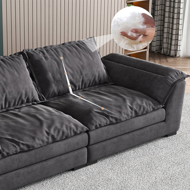 Sofá de tela moderno con 2 almohadas Sala de estar de brazo acampanado