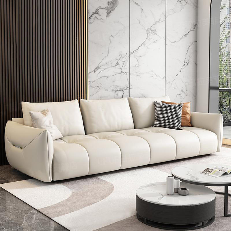 Eigentijdse faux lederen woonkamer vierkante arm kussens zitplaatsen