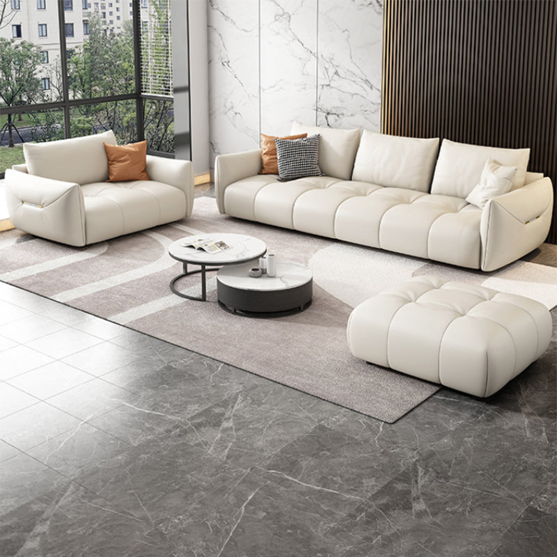 Eigentijdse faux lederen woonkamer vierkante arm kussens zitplaatsen