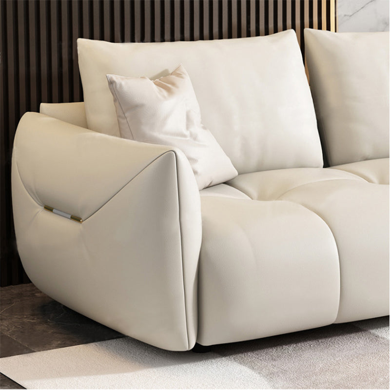 Eigentijdse faux lederen woonkamer vierkante arm kussens zitplaatsen