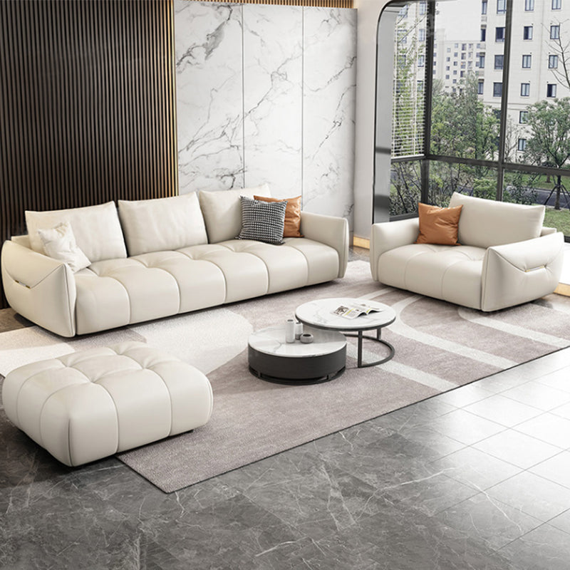 Eigentijdse faux lederen woonkamer vierkante arm kussens zitplaatsen