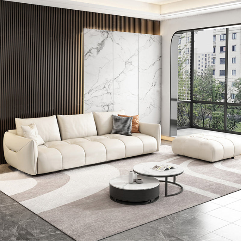 Eigentijdse faux lederen woonkamer vierkante arm kussens zitplaatsen