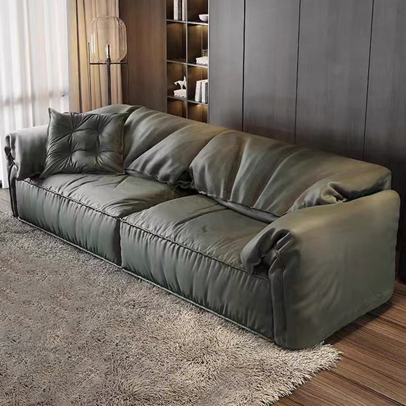 Modern Faux Leather Living Room Pillow Top Arm Sewn Pillow Back Seating 87"L x 41"W x 28"H Green Clearhalo 'furn' 'furn_sofas' 'Furniture' 'Living Room Furniture' 'Sofa' 'sofas' 6376872