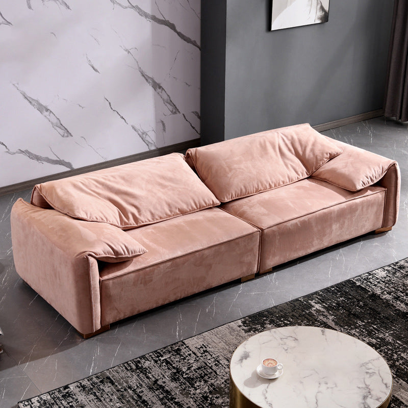 Modern Living Room Sofa Pillow Top Arm Sewn Pillow Back Seating Pink Clearhalo 'furn' 'furn_sofas' 'Furniture' 'Living Room Furniture' 'Sofa' 'sofas' 6376884