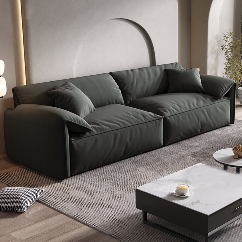 Modern Living Room Sofa Pillow Top Arm Sewn Pillow Back Seating Black Clearhalo 'furn' 'furn_sofas' 'Furniture' 'Living Room Furniture' 'Sofa' 'sofas' 6376886