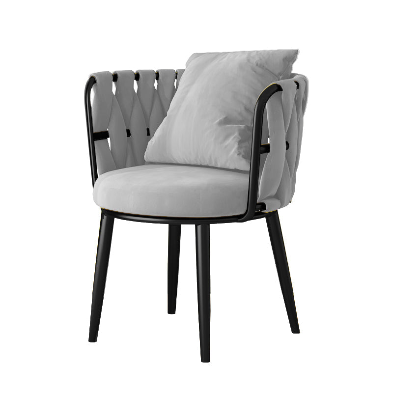 Cushion Back Lounge Chair Basic Four Leg Vanity Chair for Living Room Flannel Gray 1 Piece Clearhalo 'Accent Chairs' 'accent_chairs' 'Chairs & Seating' 'furn' 'furn_accent_chairs' 'Furniture' 'Living Room Furniture' 6376898