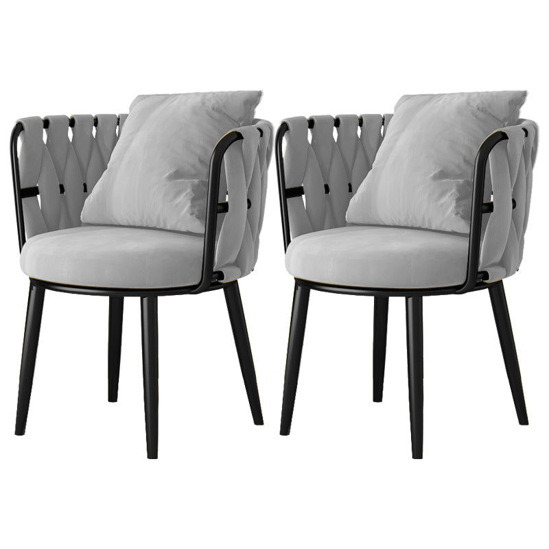 Cushion Back Lounge Chair Basic Four Leg Vanity Chair for Living Room Flannel Gray 2 Piece Set Clearhalo 'Accent Chairs' 'accent_chairs' 'Chairs & Seating' 'furn' 'furn_accent_chairs' 'Furniture' 'Living Room Furniture' 6376899