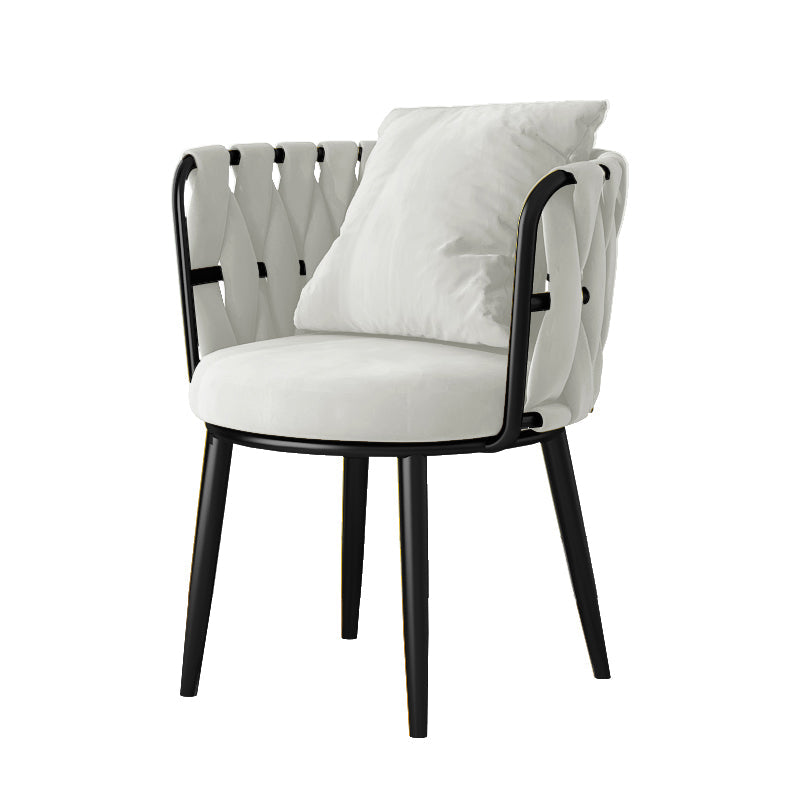 Cushion Back Lounge Chair Basic Four Leg Vanity Chair for Living Room Flannel White 1 Piece Clearhalo 'Accent Chairs' 'accent_chairs' 'Chairs & Seating' 'furn' 'furn_accent_chairs' 'Furniture' 'Living Room Furniture' 6376901
