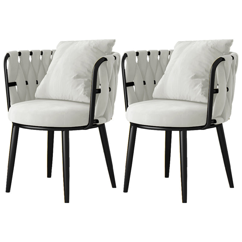 Cushion Back Lounge Chair Basic Four Leg Vanity Chair for Living Room Flannel White 2 Piece Set Clearhalo 'Accent Chairs' 'accent_chairs' 'Chairs & Seating' 'furn' 'furn_accent_chairs' 'Furniture' 'Living Room Furniture' 6376904