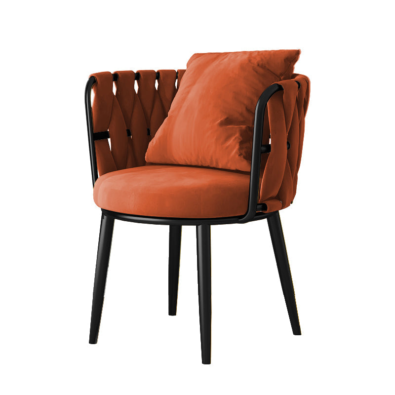 Cushion Back Lounge Chair Basic Four Leg Vanity Chair for Living Room Flannel Red 1 Piece Clearhalo 'Accent Chairs' 'accent_chairs' 'Chairs & Seating' 'furn' 'furn_accent_chairs' 'Furniture' 'Living Room Furniture' 6376905