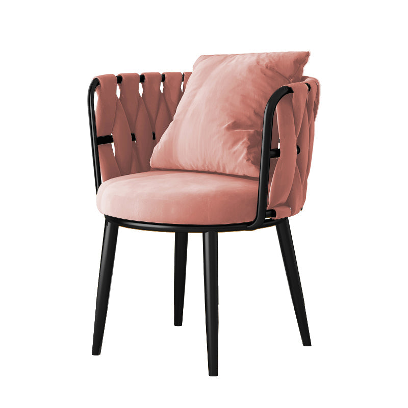 Cushion Back Lounge Chair Basic Four Leg Vanity Chair for Living Room Flannel Pink 1 Piece Clearhalo 'Accent Chairs' 'accent_chairs' 'Chairs & Seating' 'furn' 'furn_accent_chairs' 'Furniture' 'Living Room Furniture' 6376909