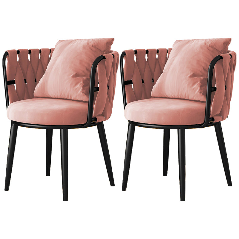 Cushion Back Lounge Chair Basic Four Leg Vanity Chair for Living Room Flannel Pink 2 Piece Set Clearhalo 'Accent Chairs' 'accent_chairs' 'Chairs & Seating' 'furn' 'furn_accent_chairs' 'Furniture' 'Living Room Furniture' 6376912