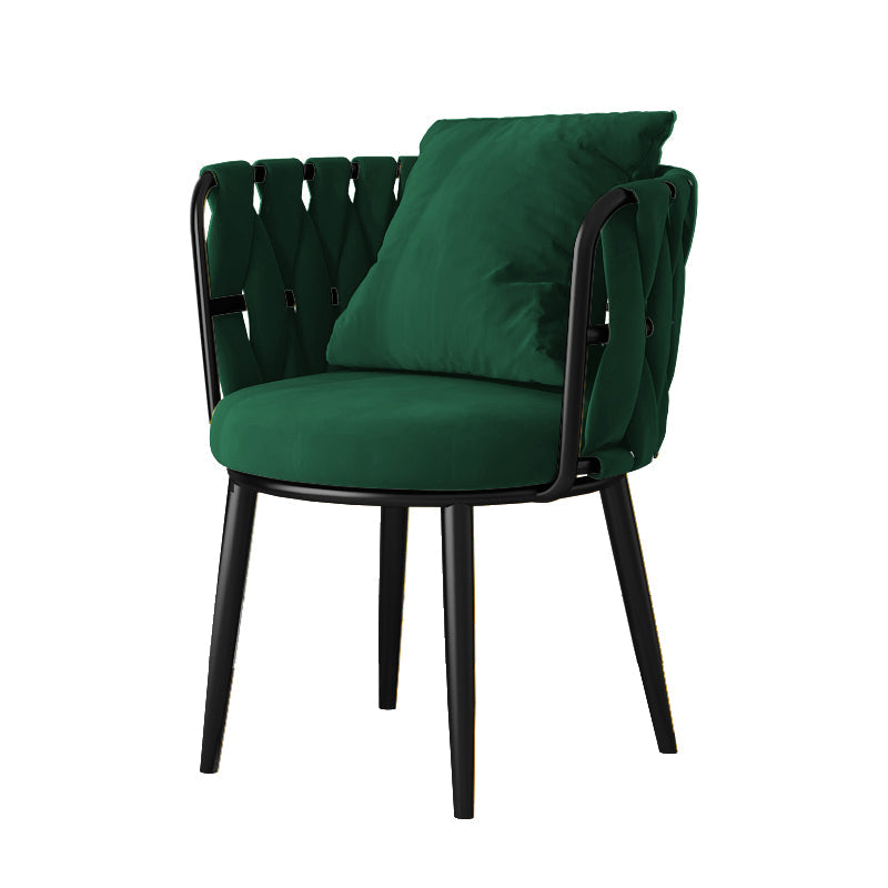 Cushion Back Lounge Chair Basic Four Leg Vanity Chair for Living Room Flannel Green 1 Piece Clearhalo 'Accent Chairs' 'accent_chairs' 'Chairs & Seating' 'furn' 'furn_accent_chairs' 'Furniture' 'Living Room Furniture' 6376913