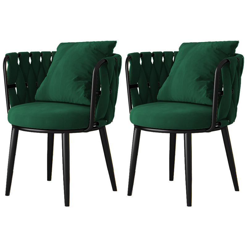 Cushion Back Lounge Chair Basic Four Leg Vanity Chair for Living Room Flannel Green 2 Piece Set Clearhalo 'Accent Chairs' 'accent_chairs' 'Chairs & Seating' 'furn' 'furn_accent_chairs' 'Furniture' 'Living Room Furniture' 6376915