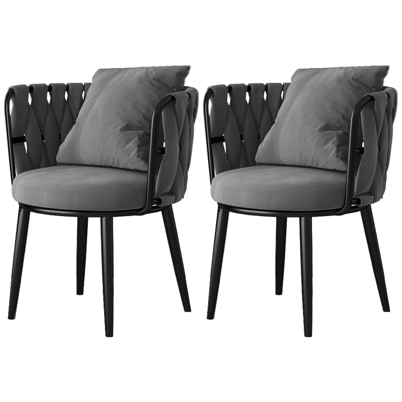 Cushion Back Lounge Chair Basic Four Leg Vanity Chair for Living Room Flannel Dark Gray 2 Piece Set Clearhalo 'Accent Chairs' 'accent_chairs' 'Chairs & Seating' 'furn' 'furn_accent_chairs' 'Furniture' 'Living Room Furniture' 6376917