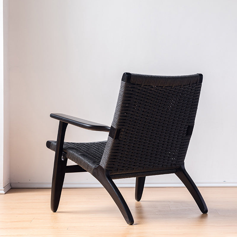 Solid Wood Frame Lounge Chair Arms Included Woven Back Chair Clearhalo 'Accent Chairs' 'accent_chairs' 'Chairs & Seating' 'furn' 'furn_accent_chairs' 'Furniture' 'Living Room Furniture' 6376945