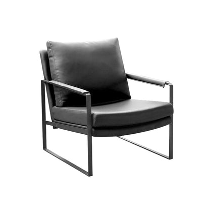 Upholstered Lounge Chair Arms Included Chair for Living Room Microfiber Leather Black 1 Piece Clearhalo 'Accent Chairs' 'accent_chairs' 'Chairs & Seating' 'furn' 'furn_accent_chairs' 'Furniture' 'Living Room Furniture' 6376951