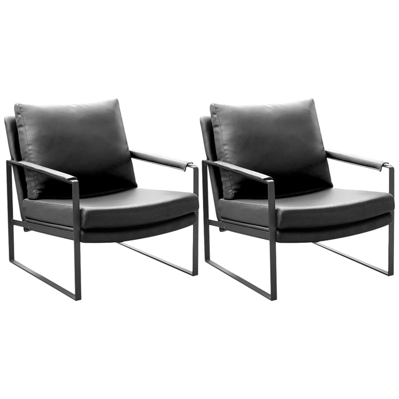 Upholstered Lounge Chair Arms Included Chair for Living Room Microfiber Leather Black 2 Piece Set Clearhalo 'Accent Chairs' 'accent_chairs' 'Chairs & Seating' 'furn' 'furn_accent_chairs' 'Furniture' 'Living Room Furniture' 6376952