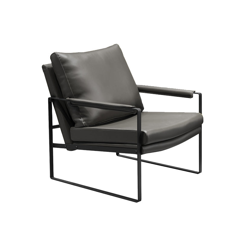 Upholstered Lounge Chair Arms Included Chair for Living Room Microfiber Leather Gray 1 Piece Clearhalo 'Accent Chairs' 'accent_chairs' 'Chairs & Seating' 'furn' 'furn_accent_chairs' 'Furniture' 'Living Room Furniture' 6376954