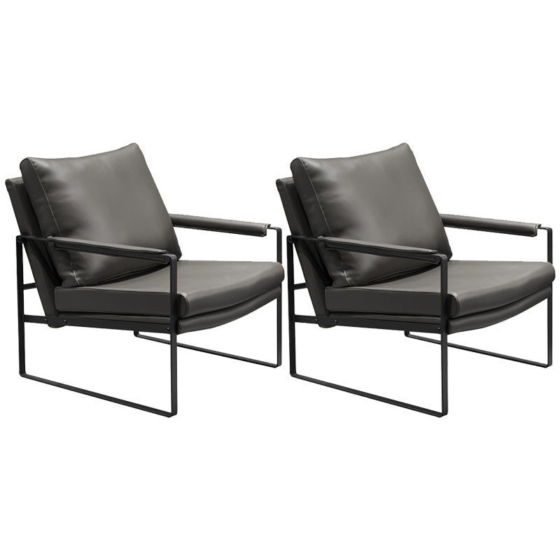 Upholstered Lounge Chair Arms Included Chair for Living Room Microfiber Leather Gray 2 Piece Set Clearhalo 'Accent Chairs' 'accent_chairs' 'Chairs & Seating' 'furn' 'furn_accent_chairs' 'Furniture' 'Living Room Furniture' 6376956