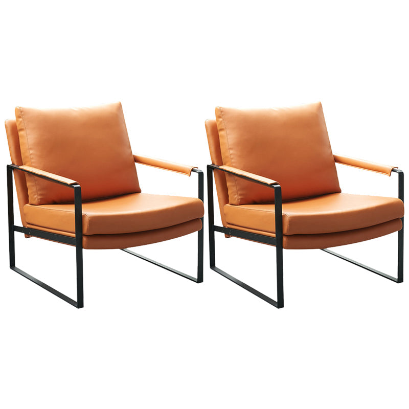 Upholstered Lounge Chair Arms Included Chair for Living Room Microfiber Leather Orange 2 Piece Set Clearhalo 'Accent Chairs' 'accent_chairs' 'Chairs & Seating' 'furn' 'furn_accent_chairs' 'Furniture' 'Living Room Furniture' 6376961