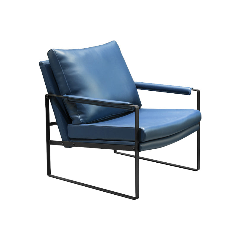 Upholstered Lounge Chair Arms Included Chair for Living Room Microfiber Leather Blue 1 Piece Clearhalo 'Accent Chairs' 'accent_chairs' 'Chairs & Seating' 'furn' 'furn_accent_chairs' 'Furniture' 'Living Room Furniture' 6376963