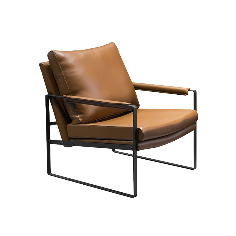 Upholstered Lounge Chair Arms Included Chair for Living Room Microfiber Leather Brown 1 Piece Clearhalo 'Accent Chairs' 'accent_chairs' 'Chairs & Seating' 'furn' 'furn_accent_chairs' 'Furniture' 'Living Room Furniture' 6376969