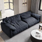 Contemporary Living Room Faux Leather Pillow Top Arm Cushions Settee