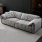 Contemporary Living Room Faux Leather Pillow Top Arm Cushions Settee