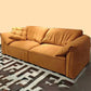 Contemporary Living Room Faux Leather Pillow Top Arm Cushions Settee