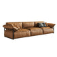 Contemporary Genuine Leather Living Room Pillow Top Arm Cushions Sofa