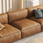 Contemporary Genuine Leather Living Room Pillow Top Arm Cushions Sofa