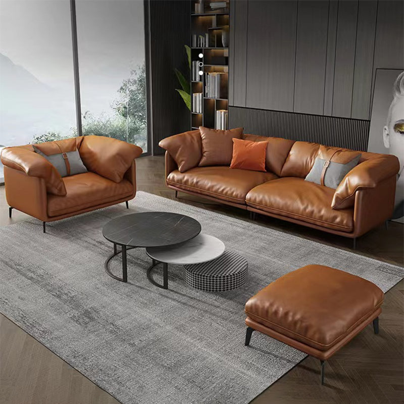 Asiento de cojines de almohada de almohada de la sala de estar de cuero genuino contemporánea asientos