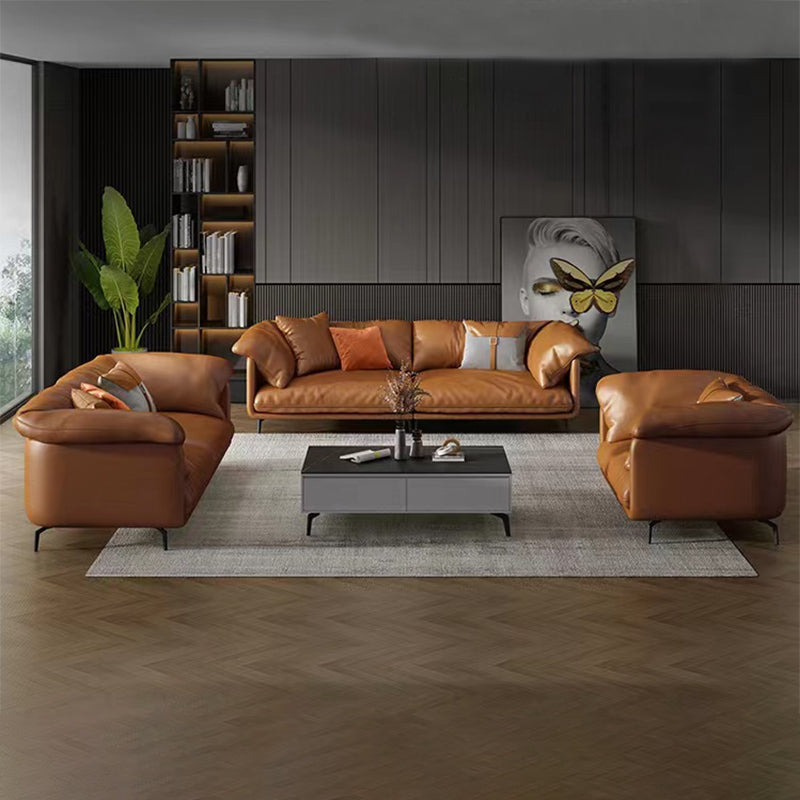 Asiento de cojines de almohada de almohada de la sala de estar de cuero genuino contemporánea asientos